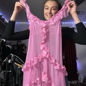 Pink see through night gown